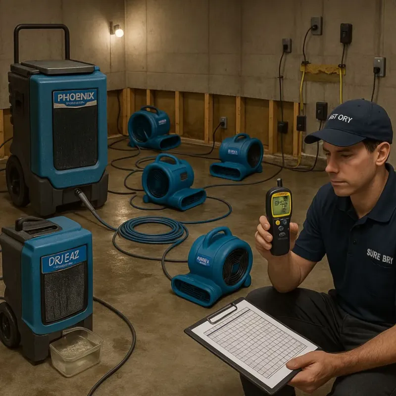 Structural Drying and Dehumidification process in Charlton, MA